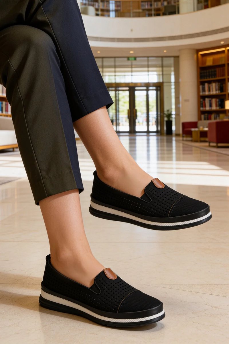Kadın Delikli Günlük Babet Ayakkabı Rahat Nefes Alabilir Yazlık Şık Slip-On