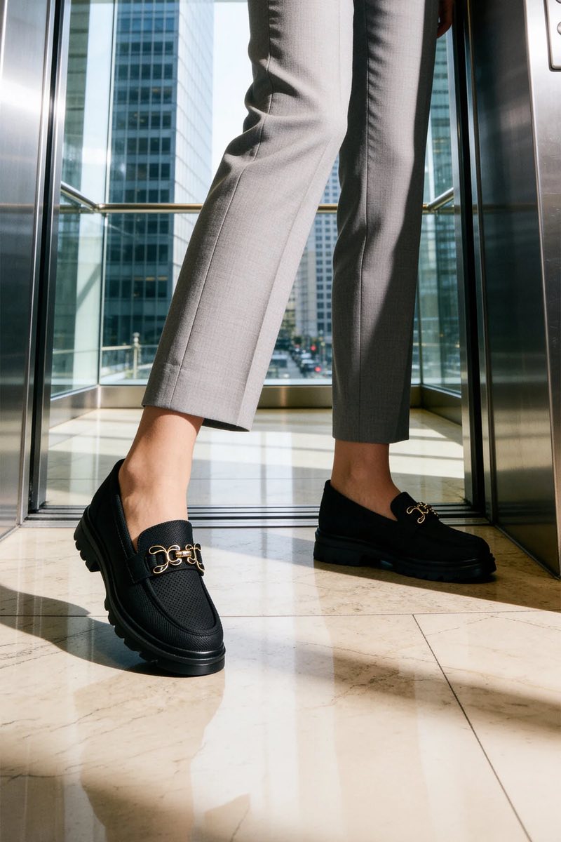 Kadın Tokalı Casual Loafer Ayakkabı Delikli Ortopedik Kalın Taban Şık Model